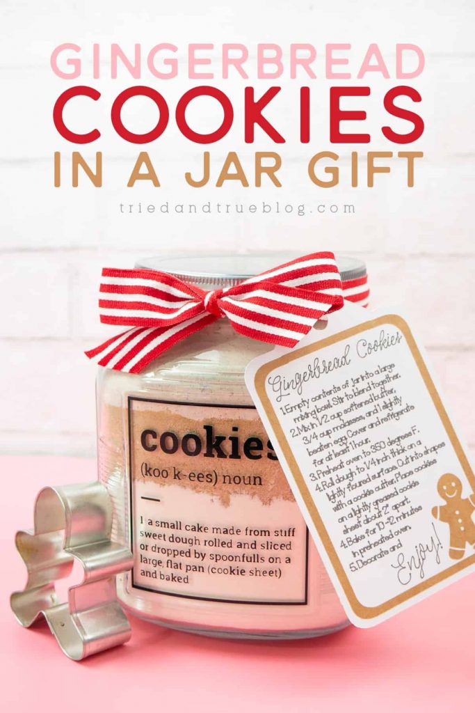 Gingerbread Cookies In a Jar Holiday Gift on pink background