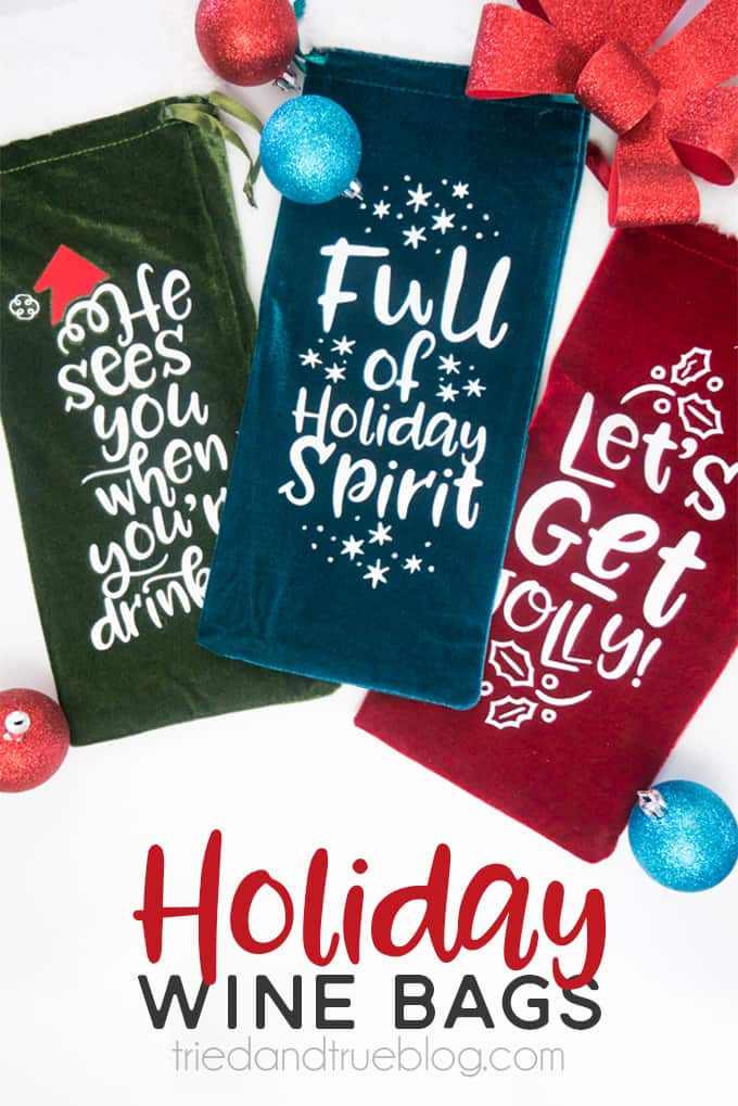 Holiday Wine Gift Bags Free SVG Files - Easy gift everyone will love!
